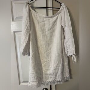 Lilly Pulitzer White dress with fringe at bottom